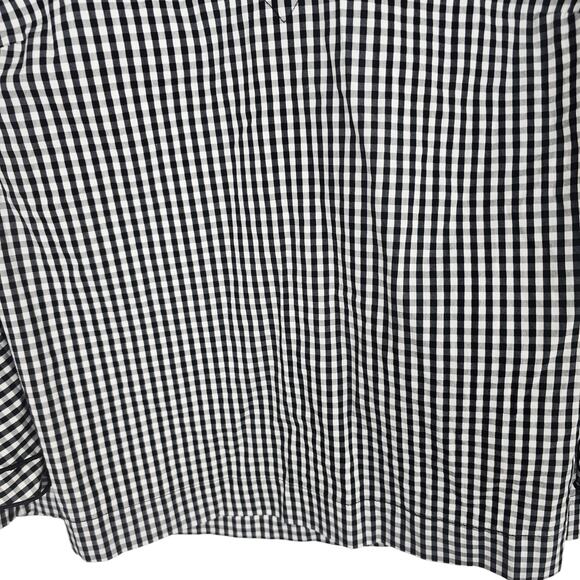 White House Black Market Blouse Gingham Blouse Bell Sleeve Blouse 6 Black White - Picture 3 of 8